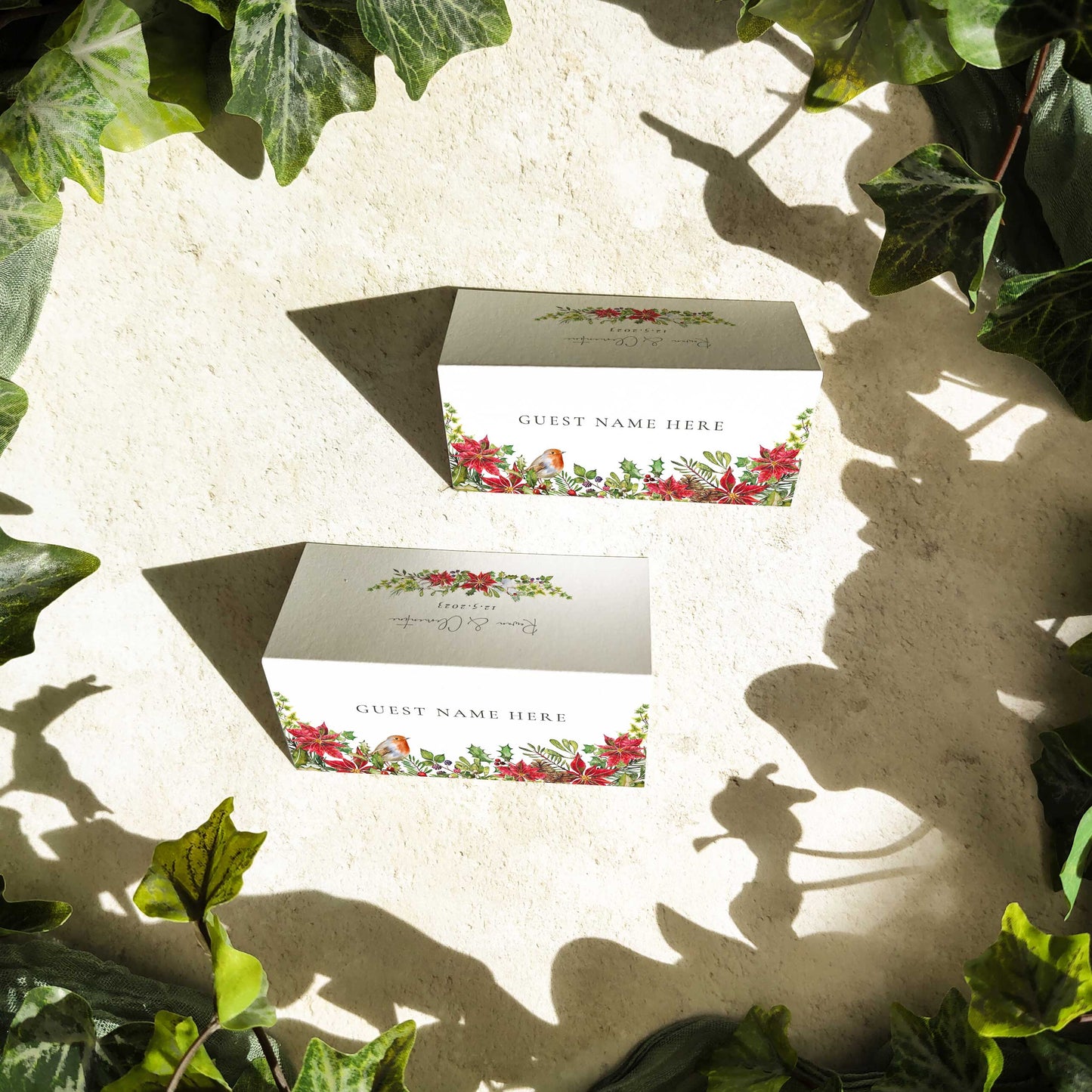Christmas Watercolour Folded Place Cards