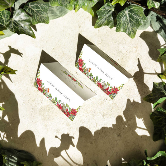 Christmas Watercolour  Folded Place Cards