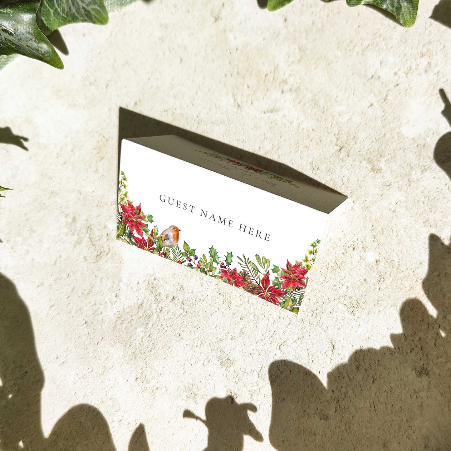 Christmas Watercolour Folded Place Cards