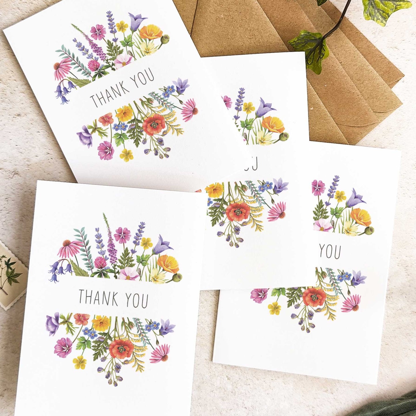 Colourful Flowers Thank You Cards