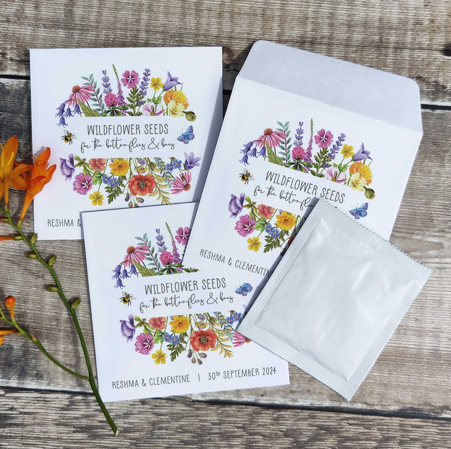 Colourful Flowers Seed Packet Favours (For the bees)(Pack of 10)