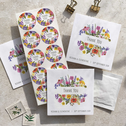 Colourful Flowers Seed Packet Favours (Thank you)(Pack of 10)