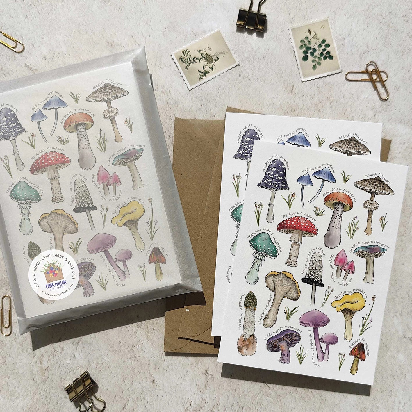 Colourful Mushrooms Note Cards & Envelopes