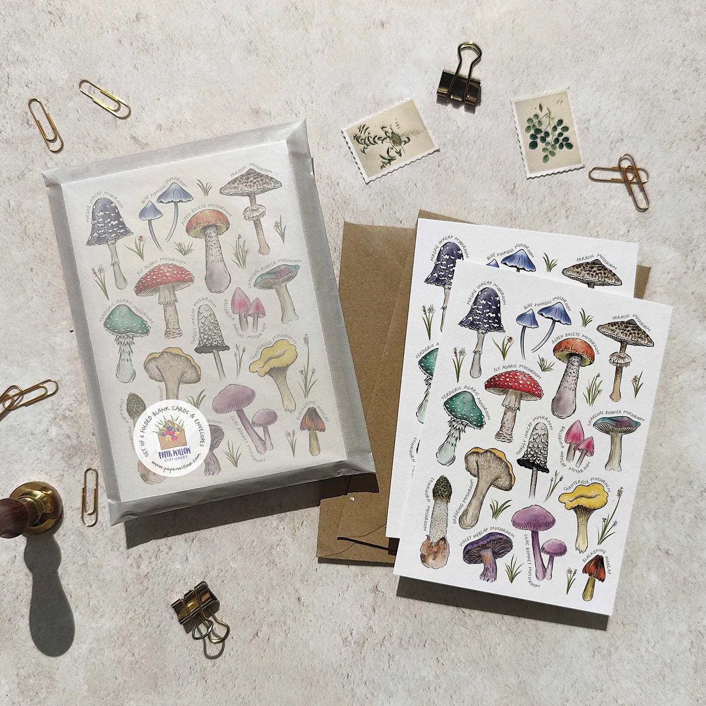 Colourful Mushrooms Note Cards & Envelopes
