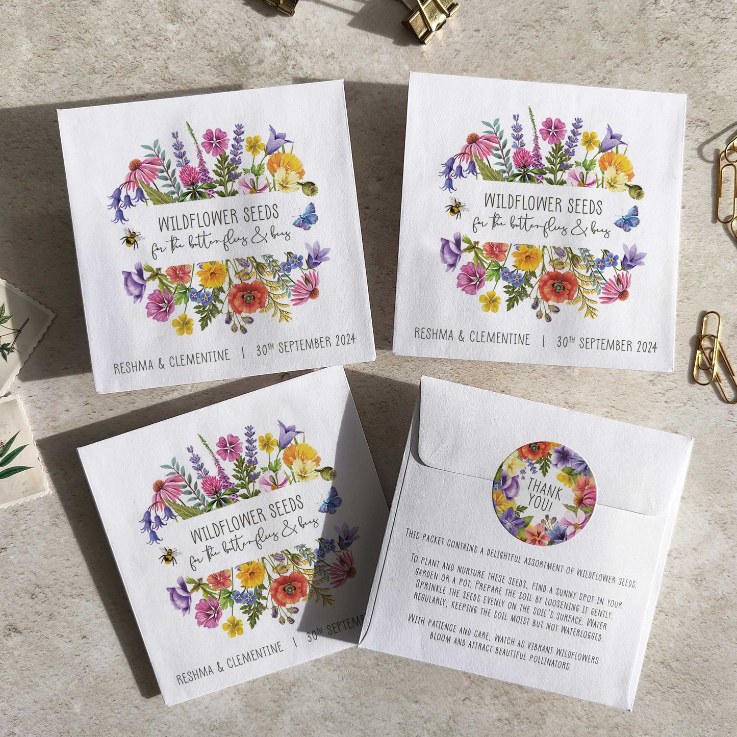 Colourful Flowers Seed Packet Favours (For the bees)(Pack of 10)