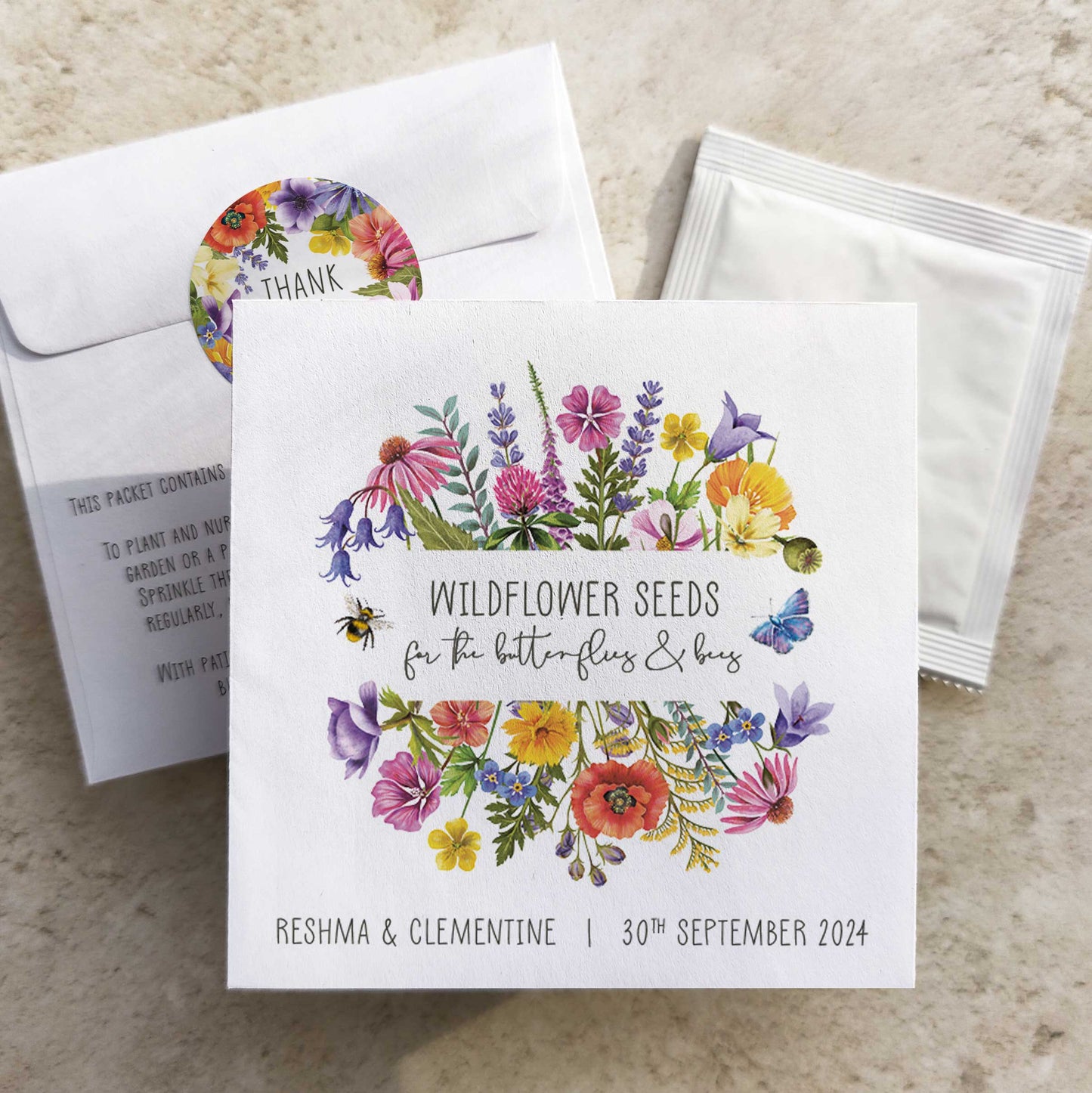Colourful Flowers Seed Packet Favours (For the bees)(Pack of 10)