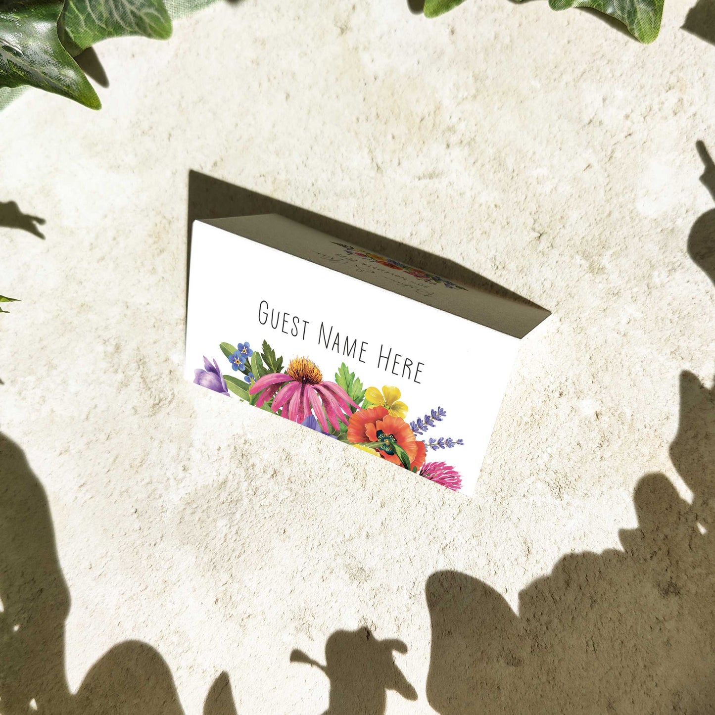 Colourful Flowers Folded Place Cards