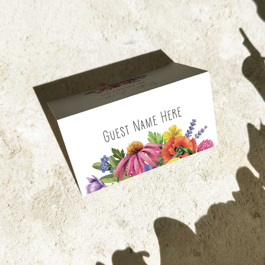 Colourful Flowers Folded Place Cards