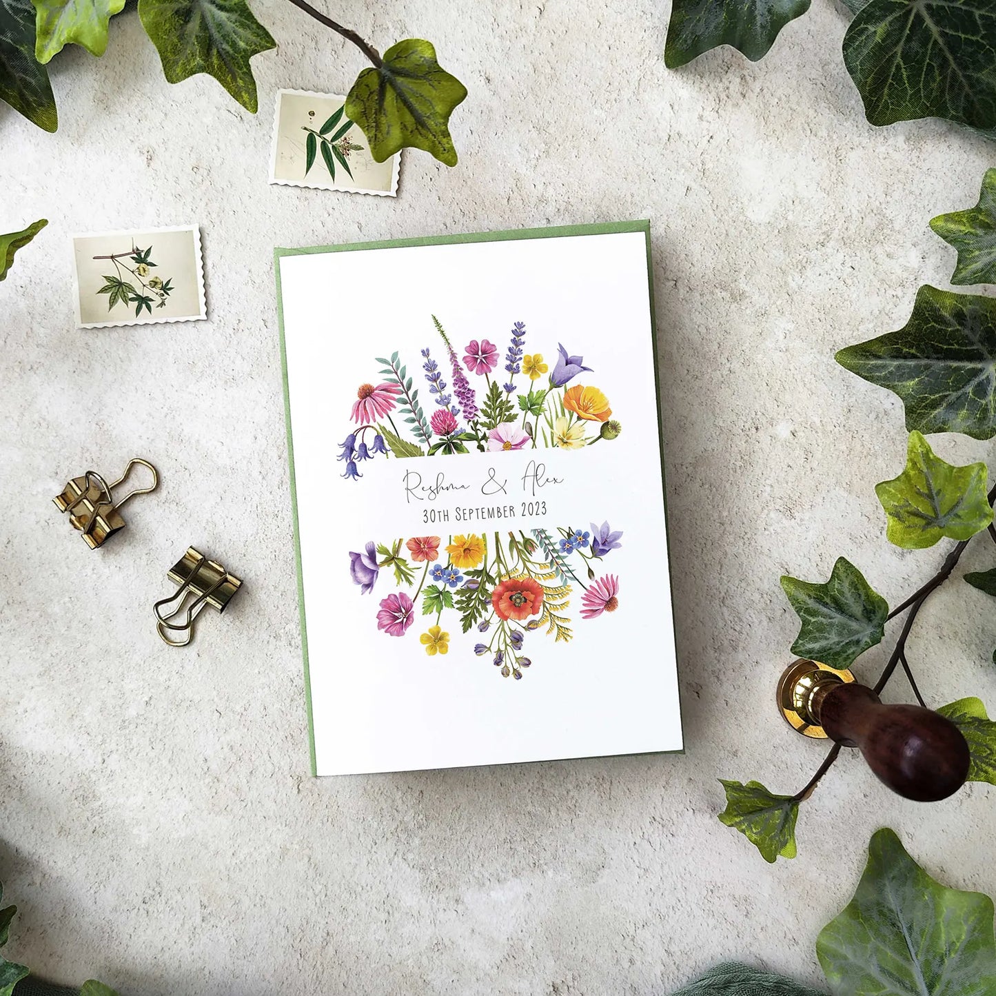 Colourful Flowers Landscape Concertina Invitation