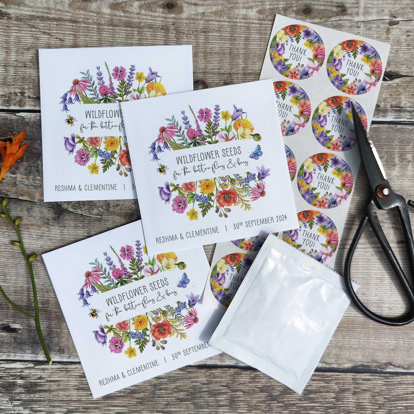 Colourful Flowers Seed Packet Favours (For the bees)(Pack of 10)
