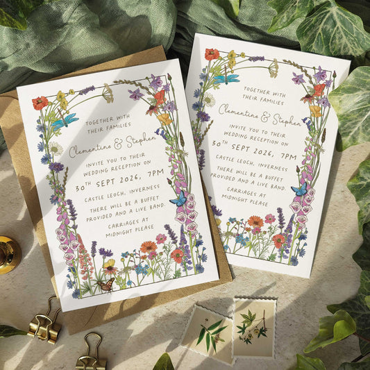 Cottage Garden Wildflowers Evening Wedding Invitation