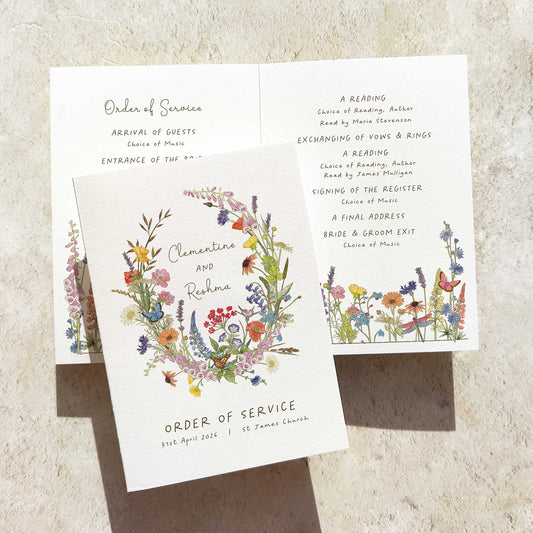Cottage Garden Folded Order of Service Card