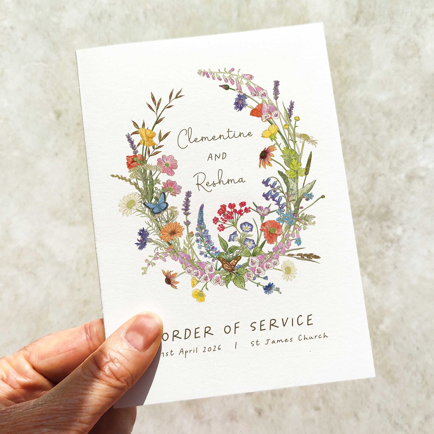 Cottage Garden Folded Order of Service Card