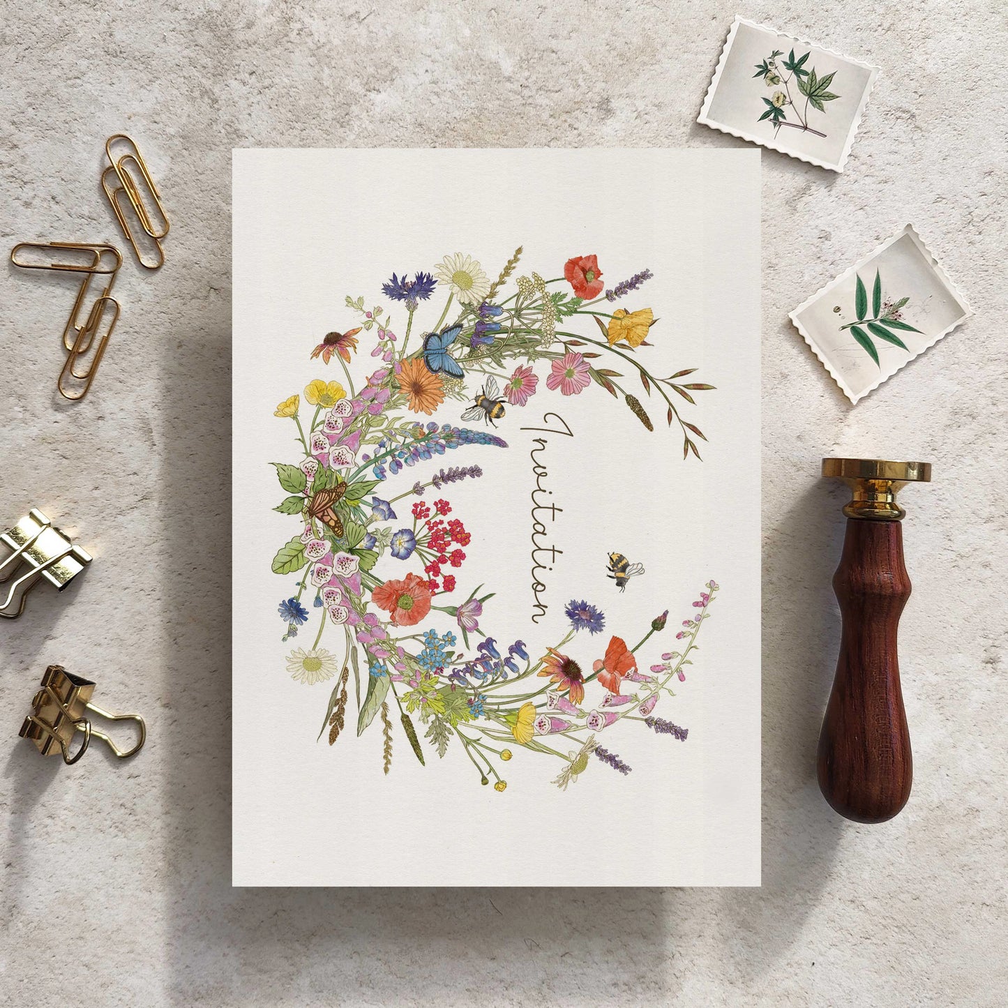 10 x Cottage Garden Wildflowers Ready To Write Invitations