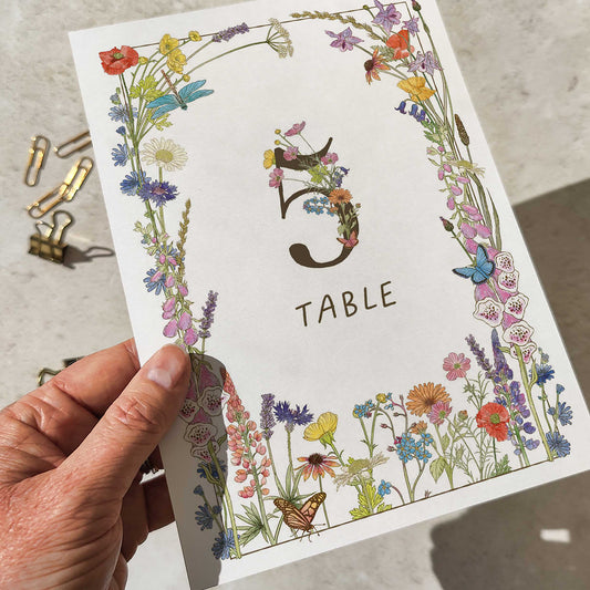 Cottage Garden Wildflower Table Number Card