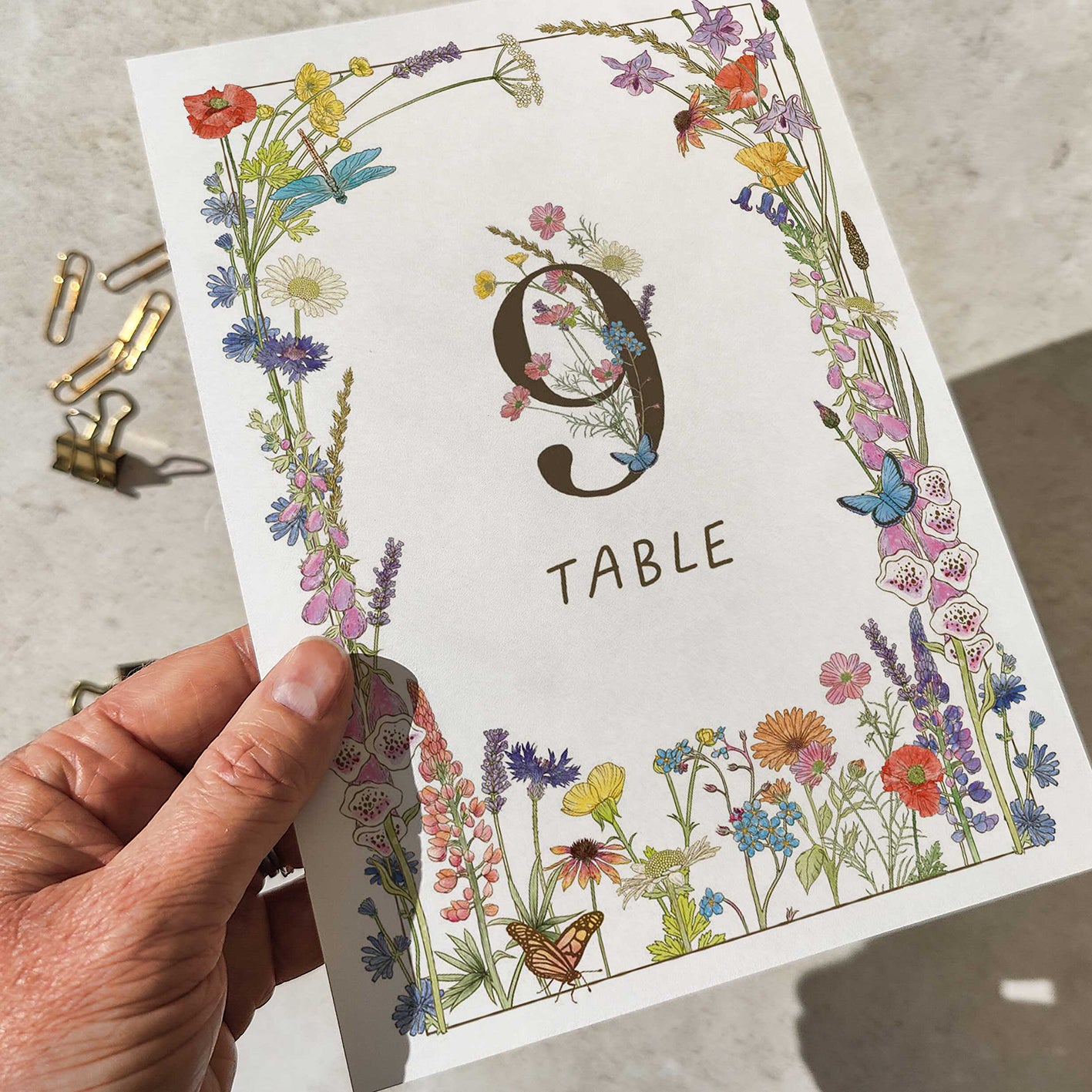 Cottage Garden Wildflower Table Number Card