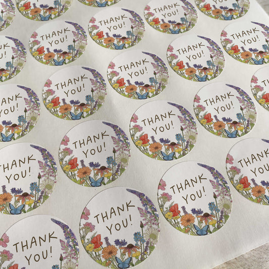 Cottage Garden Thank You Stickers (35 stickers)