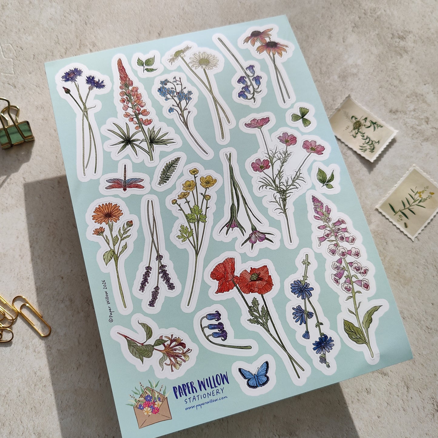 Cottage Garden Wildflowers A5 Vinyl Sticker Sheet