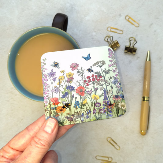 Wildflower Cottage Garden Coaster and Optional Card Set