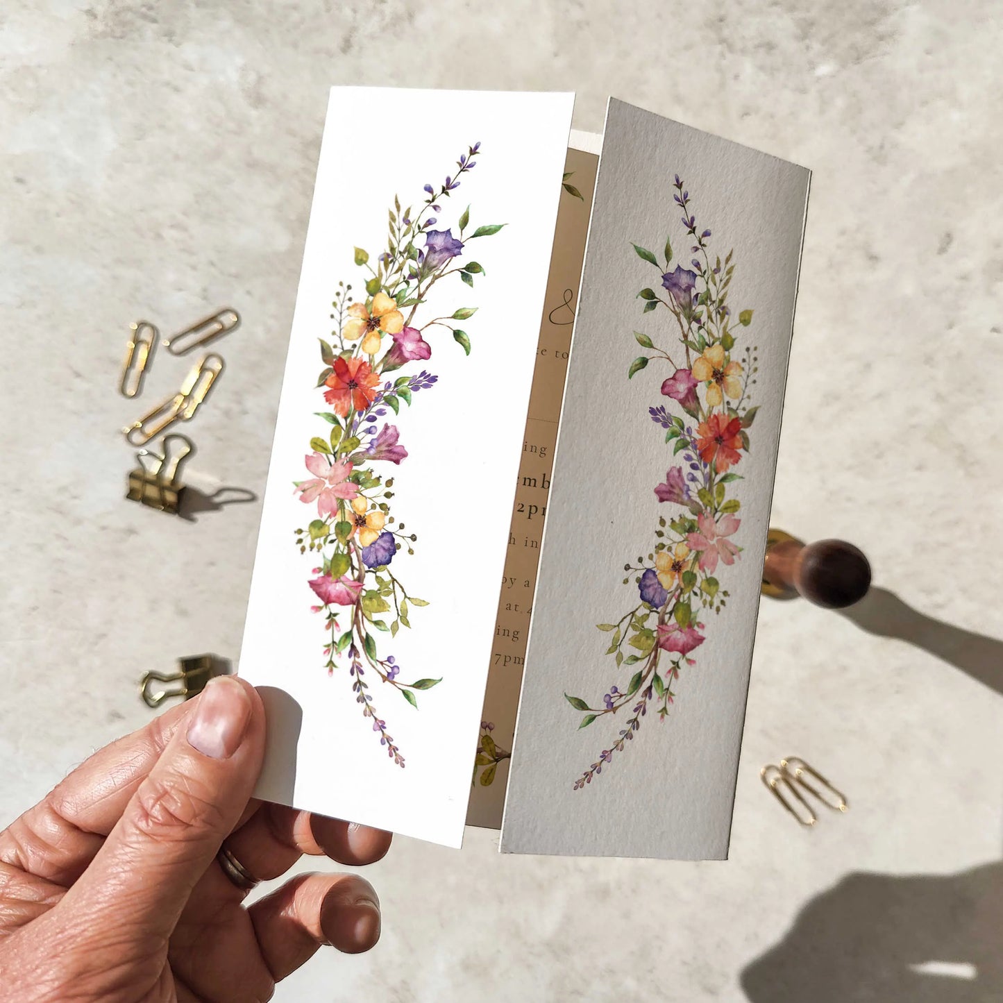 Delicate Floral Wedding Invitation Gatefolded A6 Card