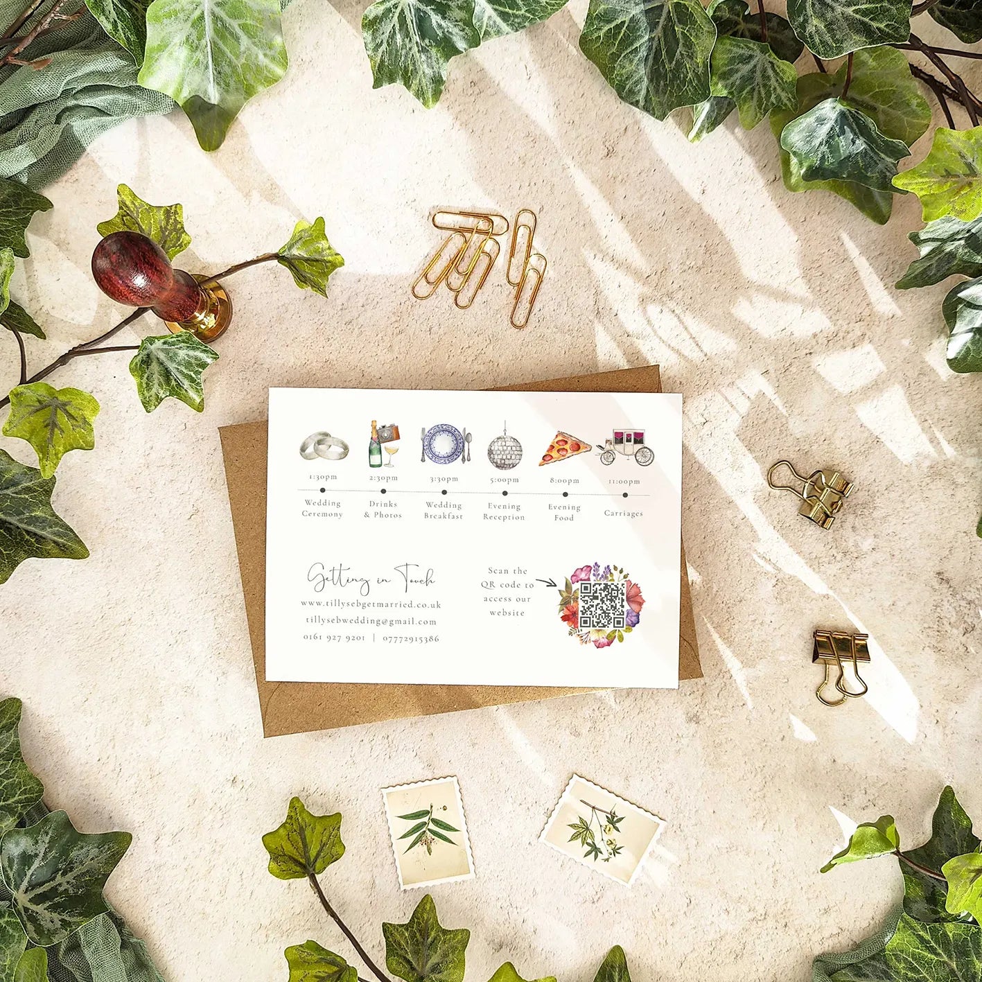 Delicate Floral Folded Invitation With Optional Venue Painting