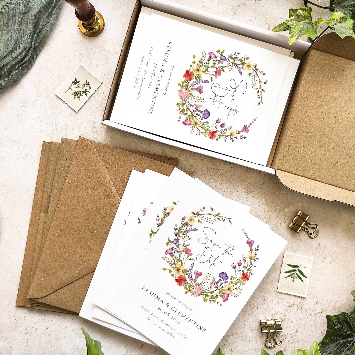 Delicate Wildflower Save The Date Card
