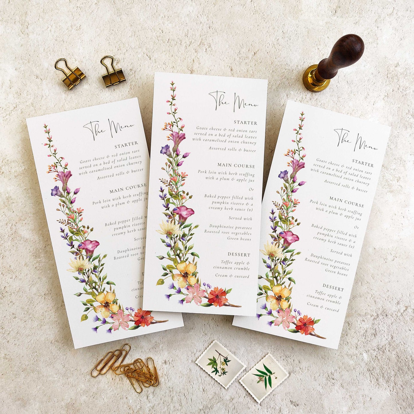 Delicate Floral Menu Cards