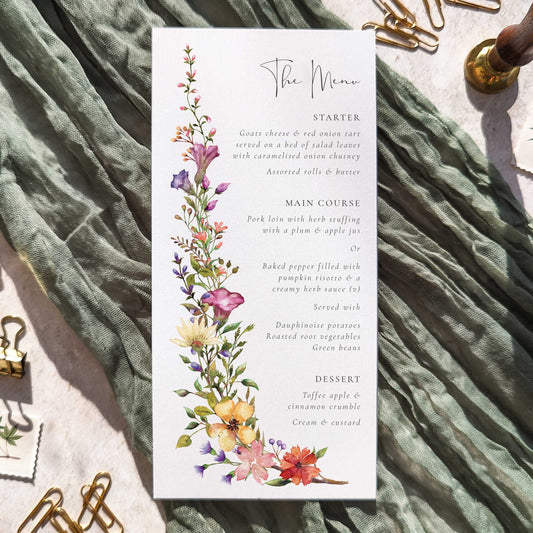 Delicate Floral Menu Cards