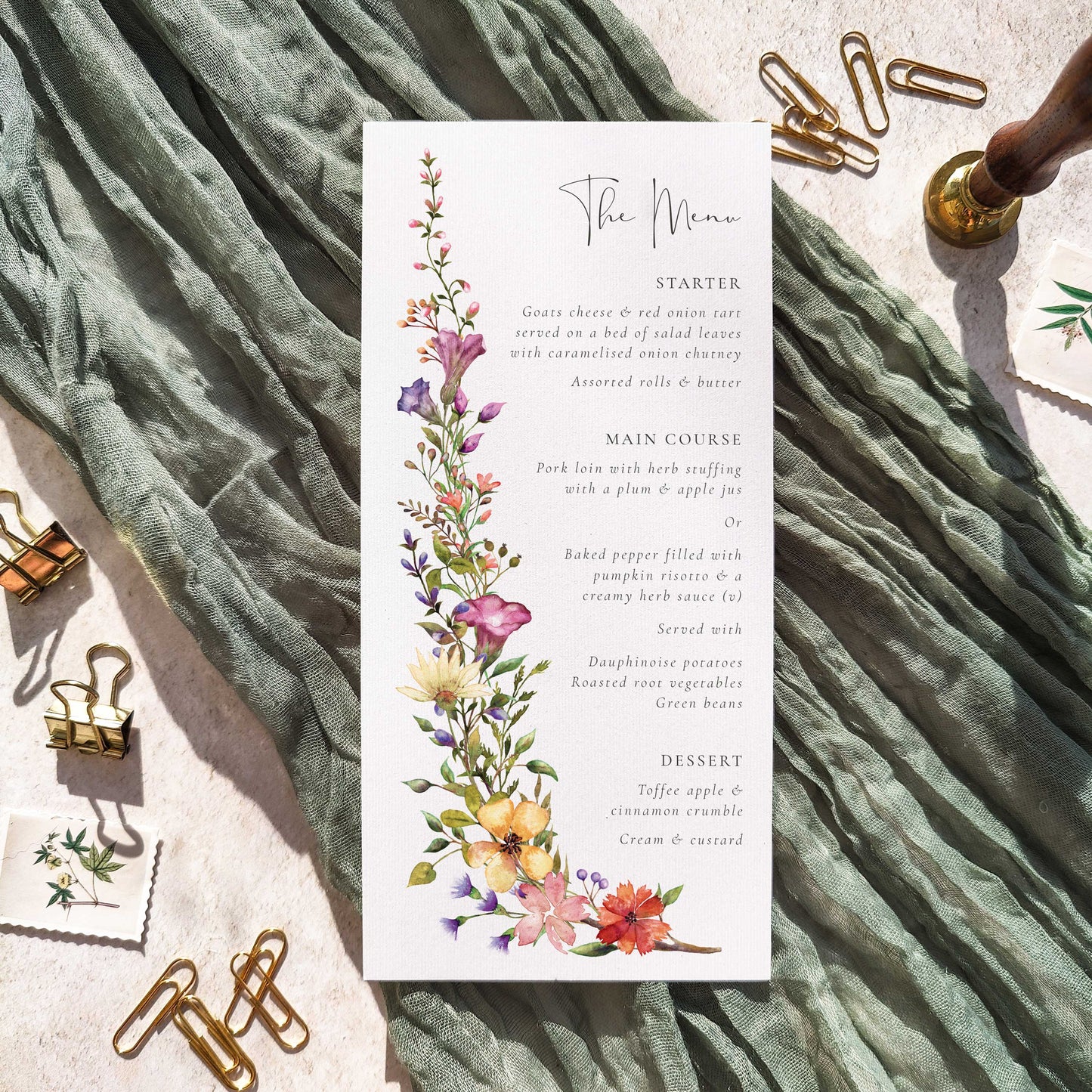 Delicate Floral Menu Cards