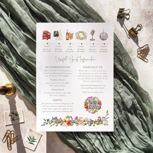 Delicate Floral Wedding Invitation A5 Card