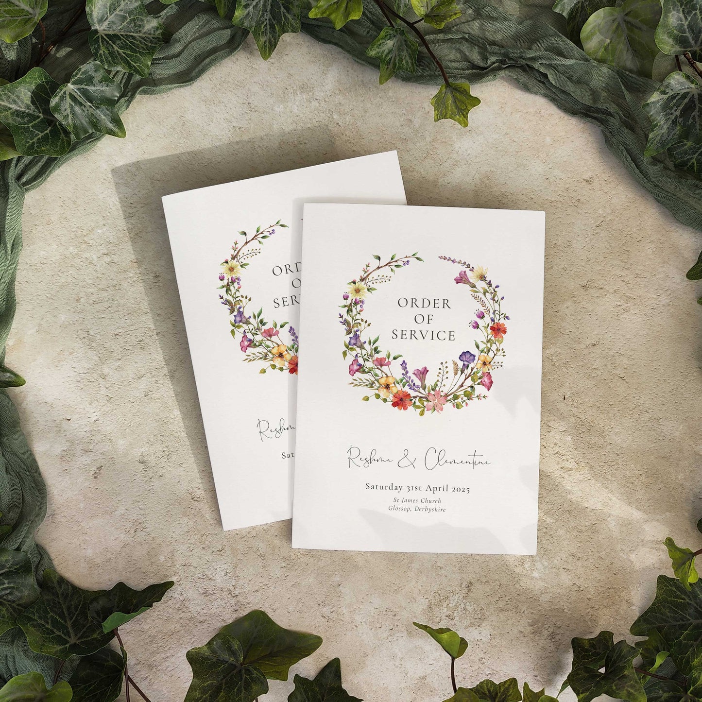 Delicate Wildflower Folded Order of Service Card