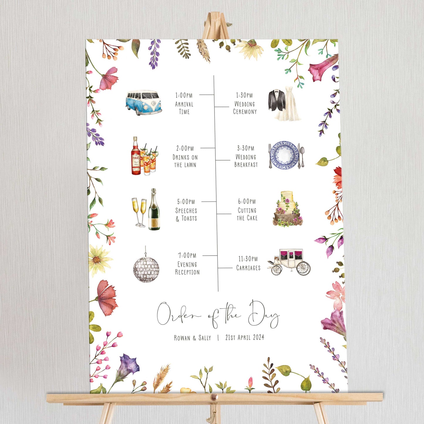 Delicate Floral Welcome Sign/ Wedding Timeline Board