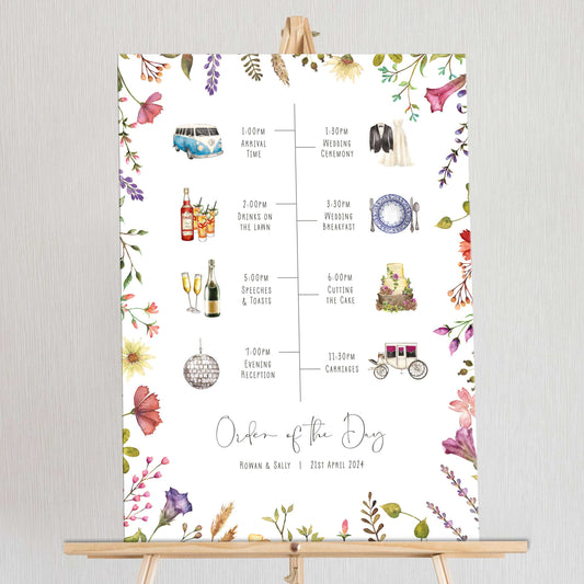 Delicate Floral Welcome Sign/ Wedding Timeline Board