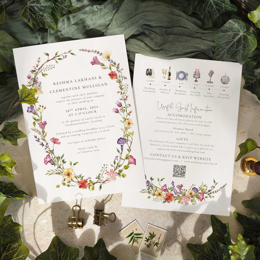 Delicate Wildflowers Oval Invitation