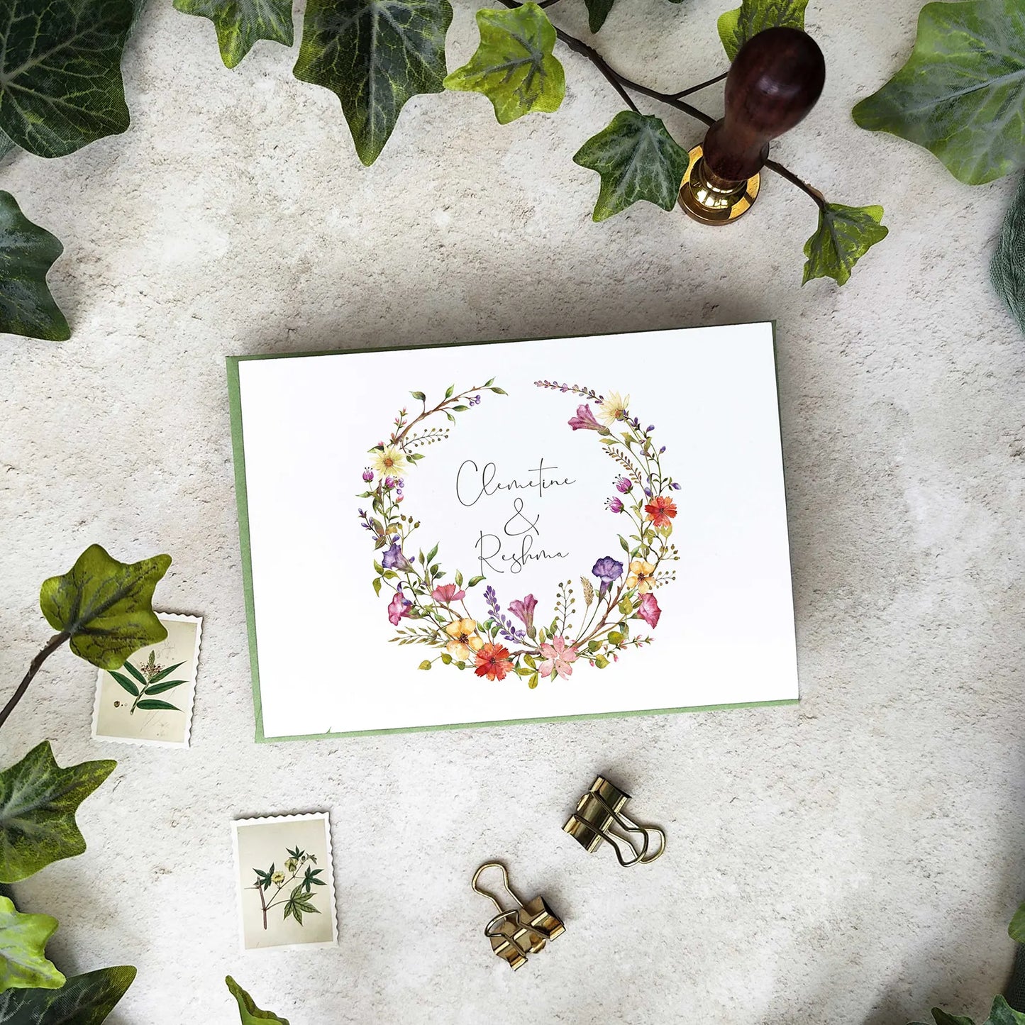 Delicate Floral Wedding Invitation Concertina