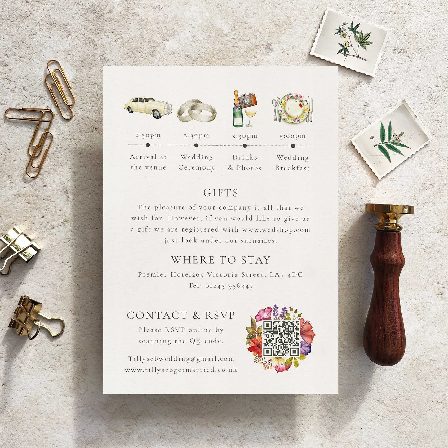 Delicate Florals Evening Wedding Invitation