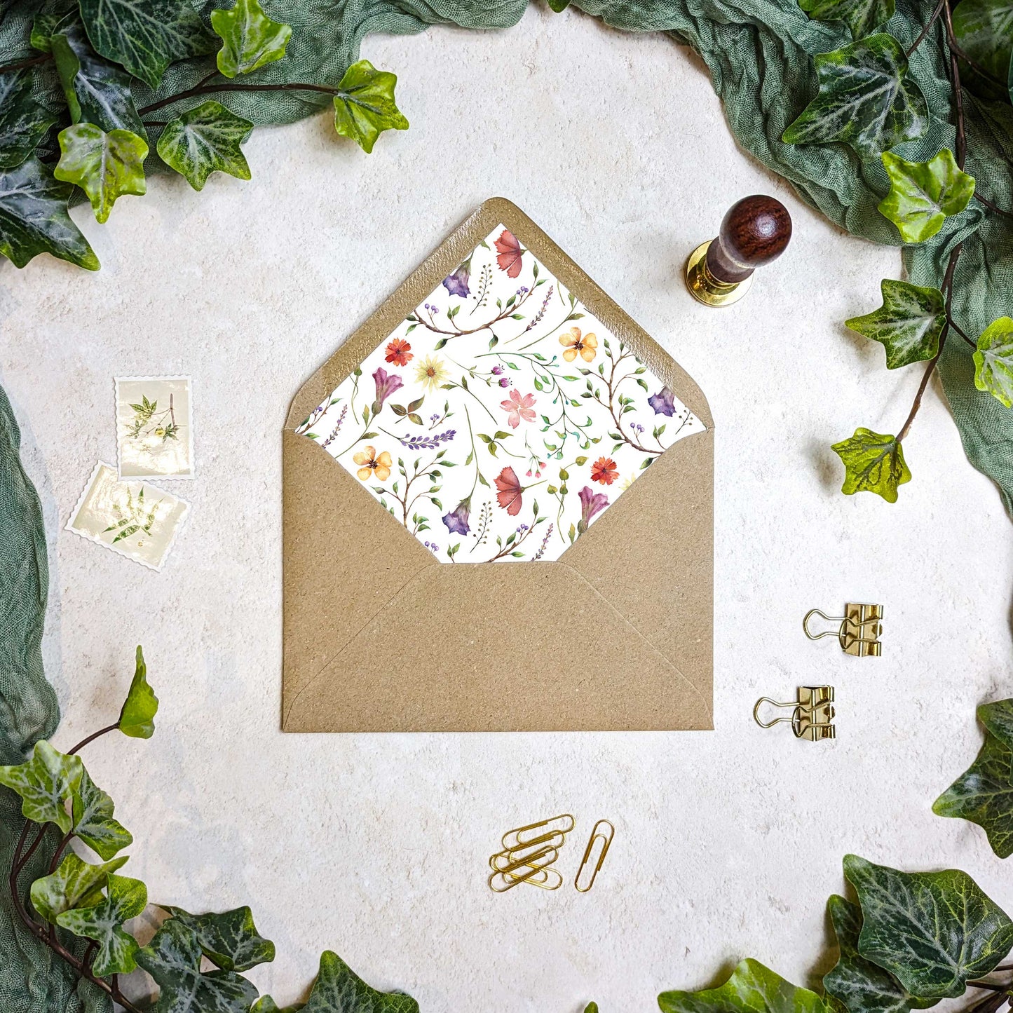 Delicate Floral Wedding Invitation Gatefolded A6 Card
