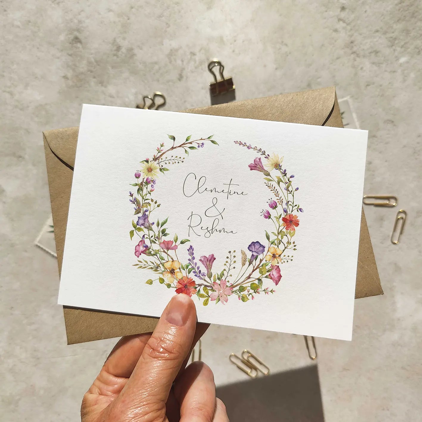 Delicate Floral Folded Invitation With Optional Venue Painting