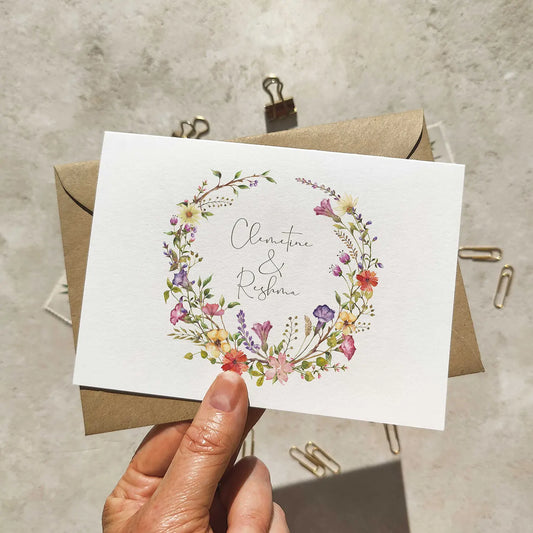 Delicate Floral Folded Invitation With Optional Venue Painting