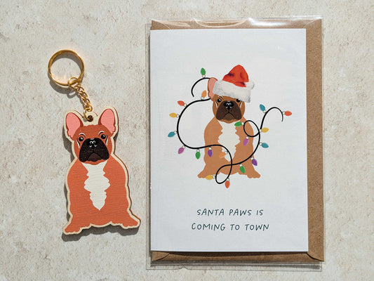 French Bulldog Wooden Keyring