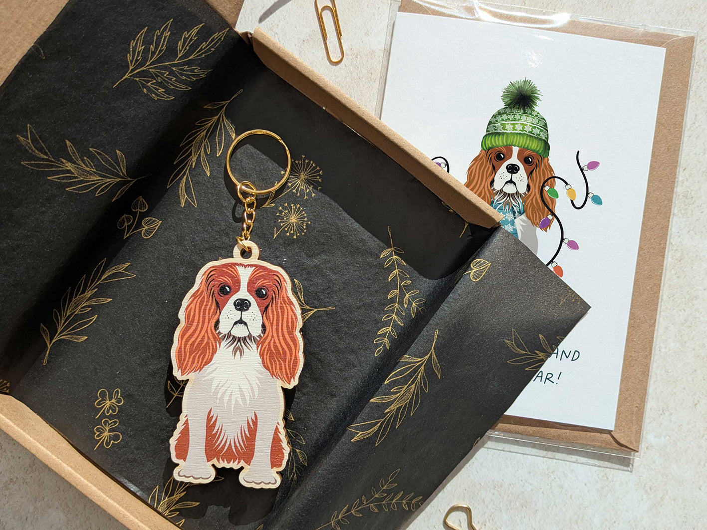 King Charles Spaniel Wooden Keyring