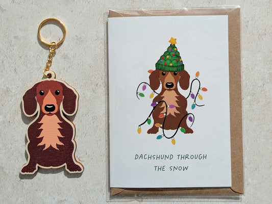 Dachshund Wooden Keyring