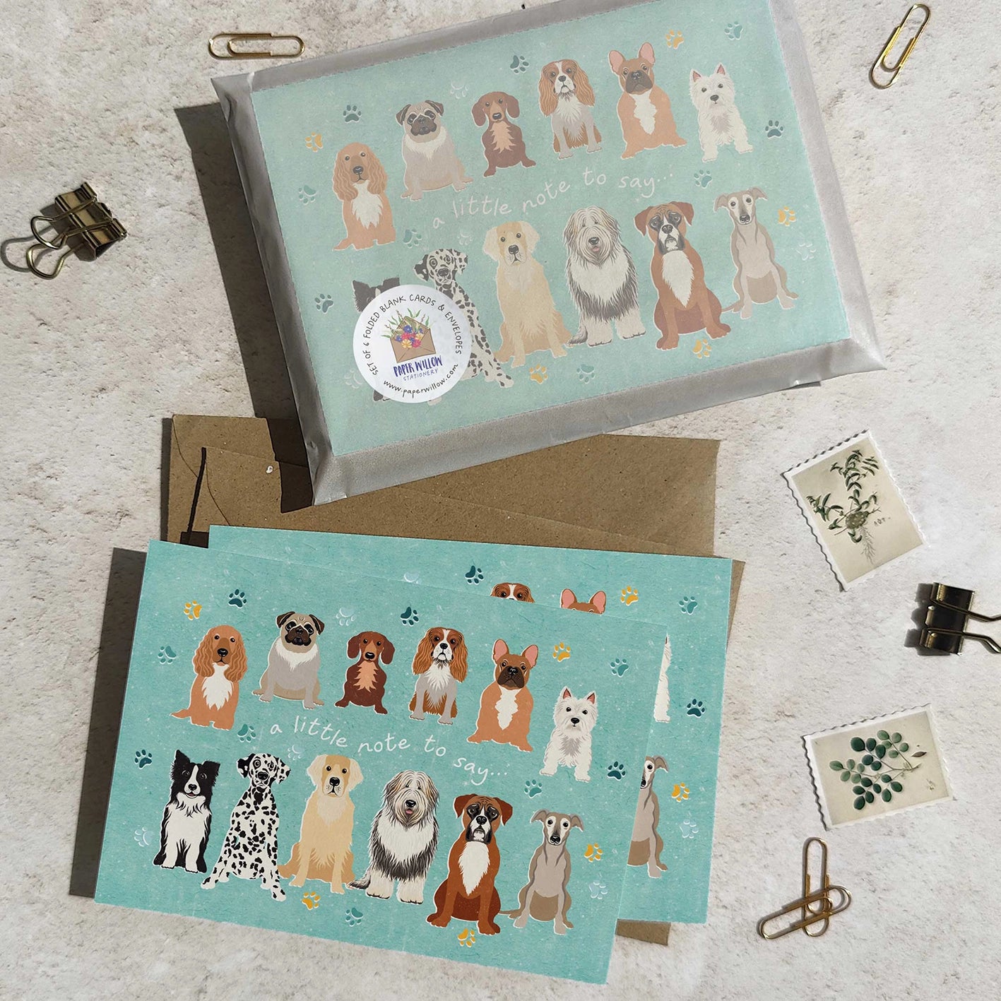 Set of 6 Dog Lovers Note Cards & Envelopes