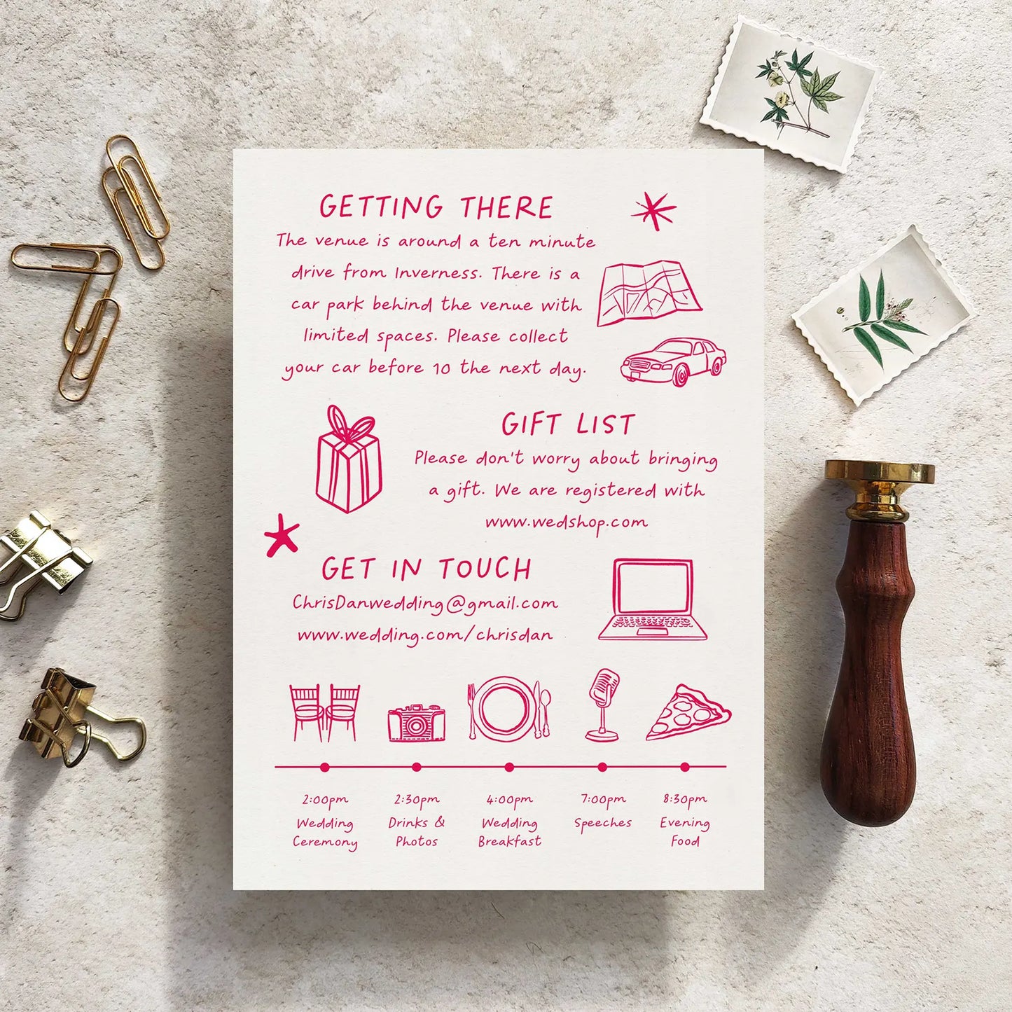 Wedding Doodles Hand-drawn Evening Invitation