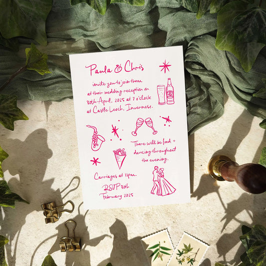 Wedding Doodles Hand-drawn Evening Invitation