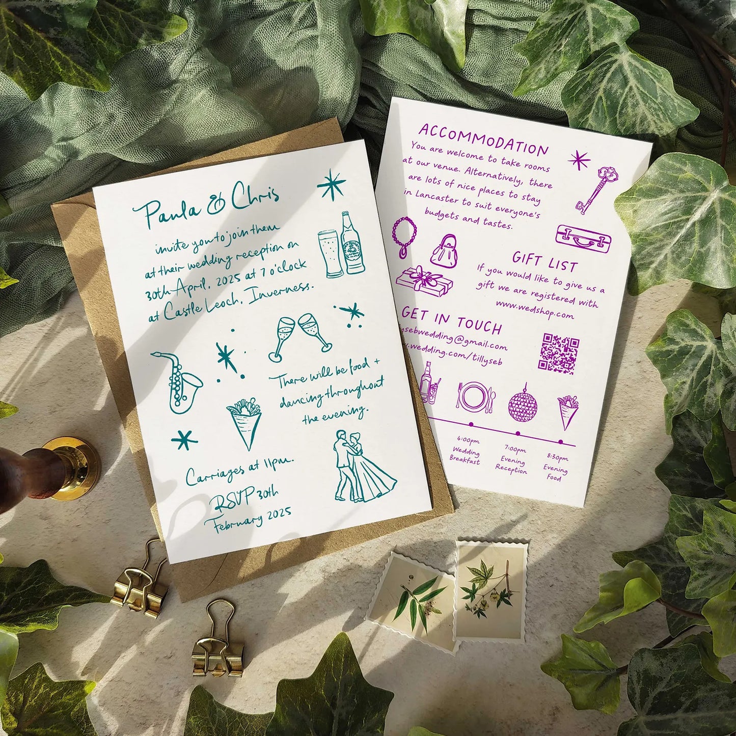 Wedding Doodles Hand-drawn Evening Invitation