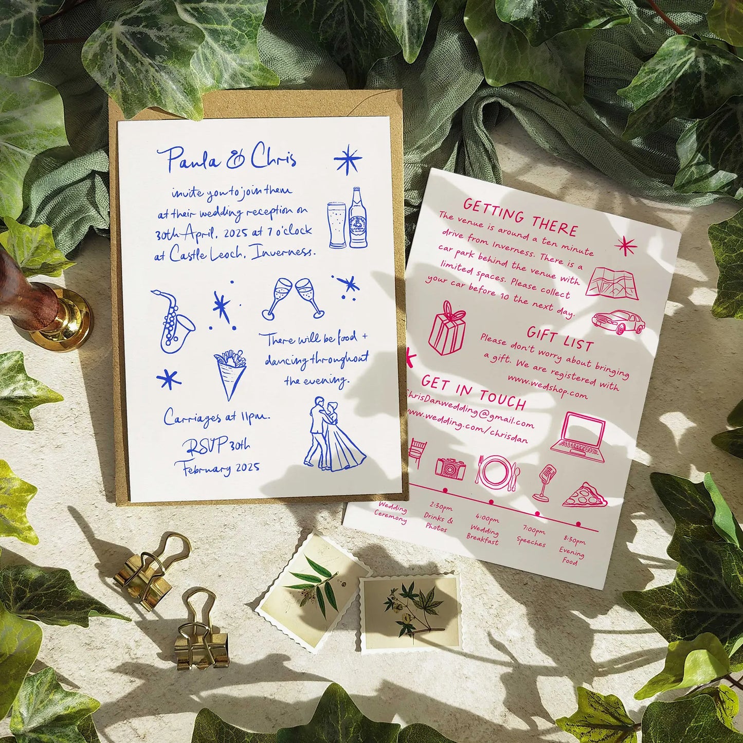 Wedding Doodles Hand-drawn Evening Invitation
