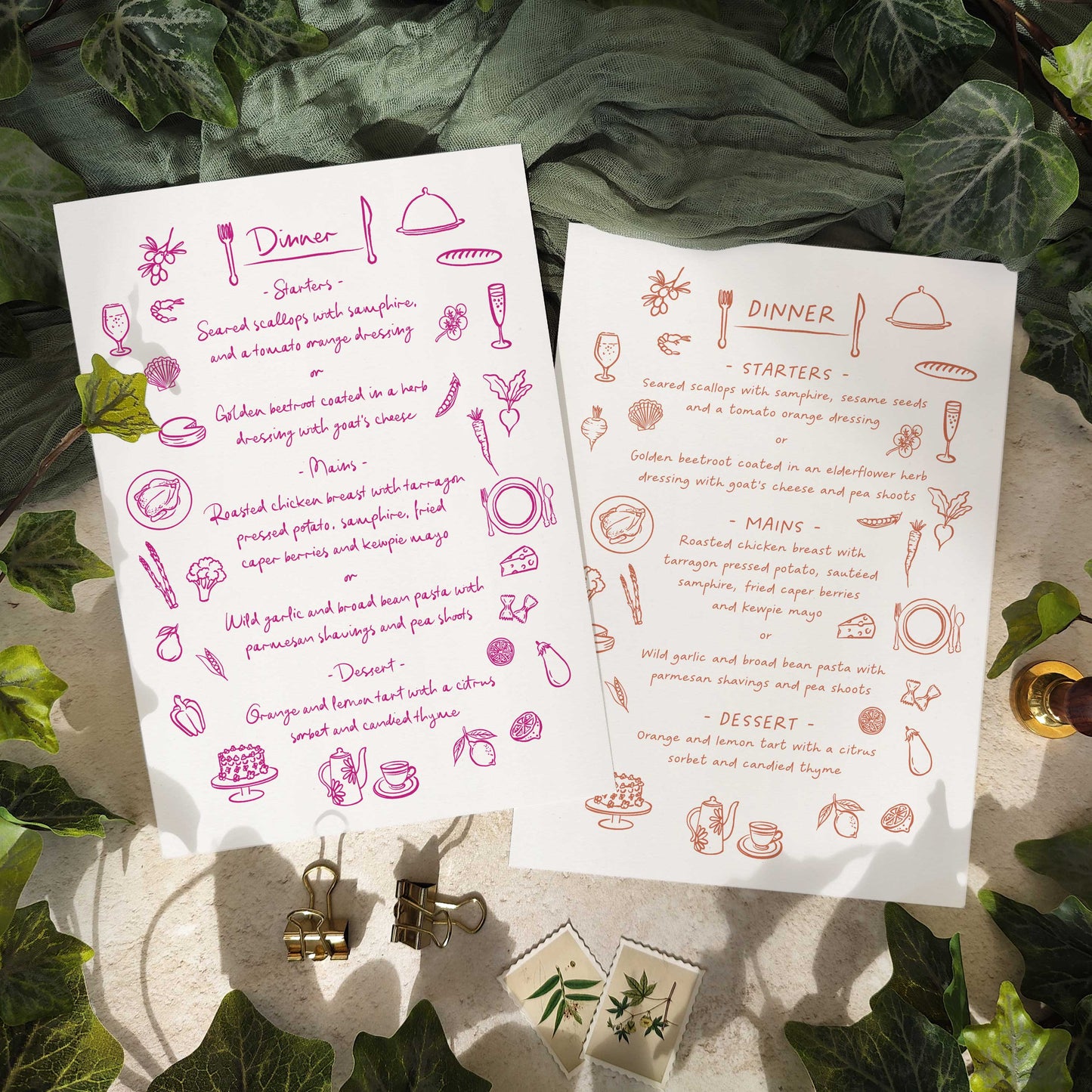 Wedding Doodles Menu Cards