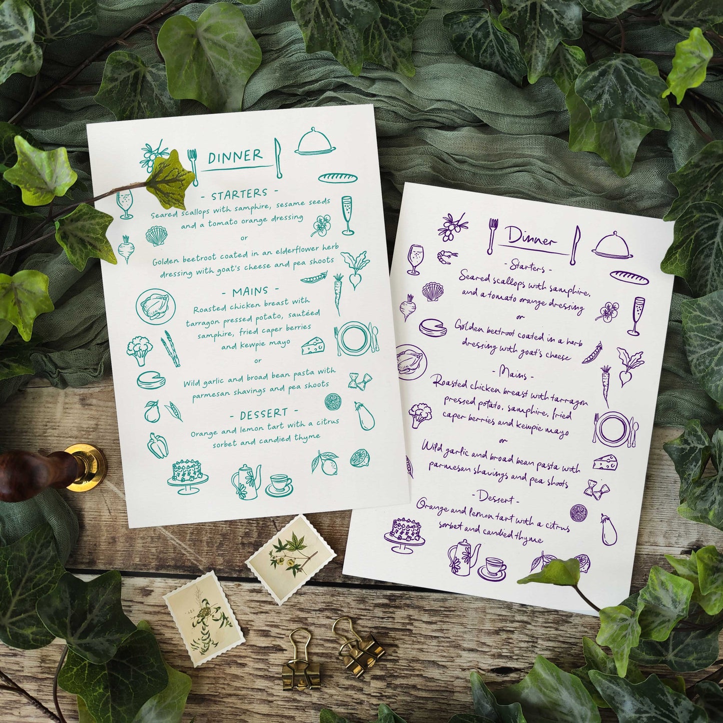 Wedding Doodles Menu Cards