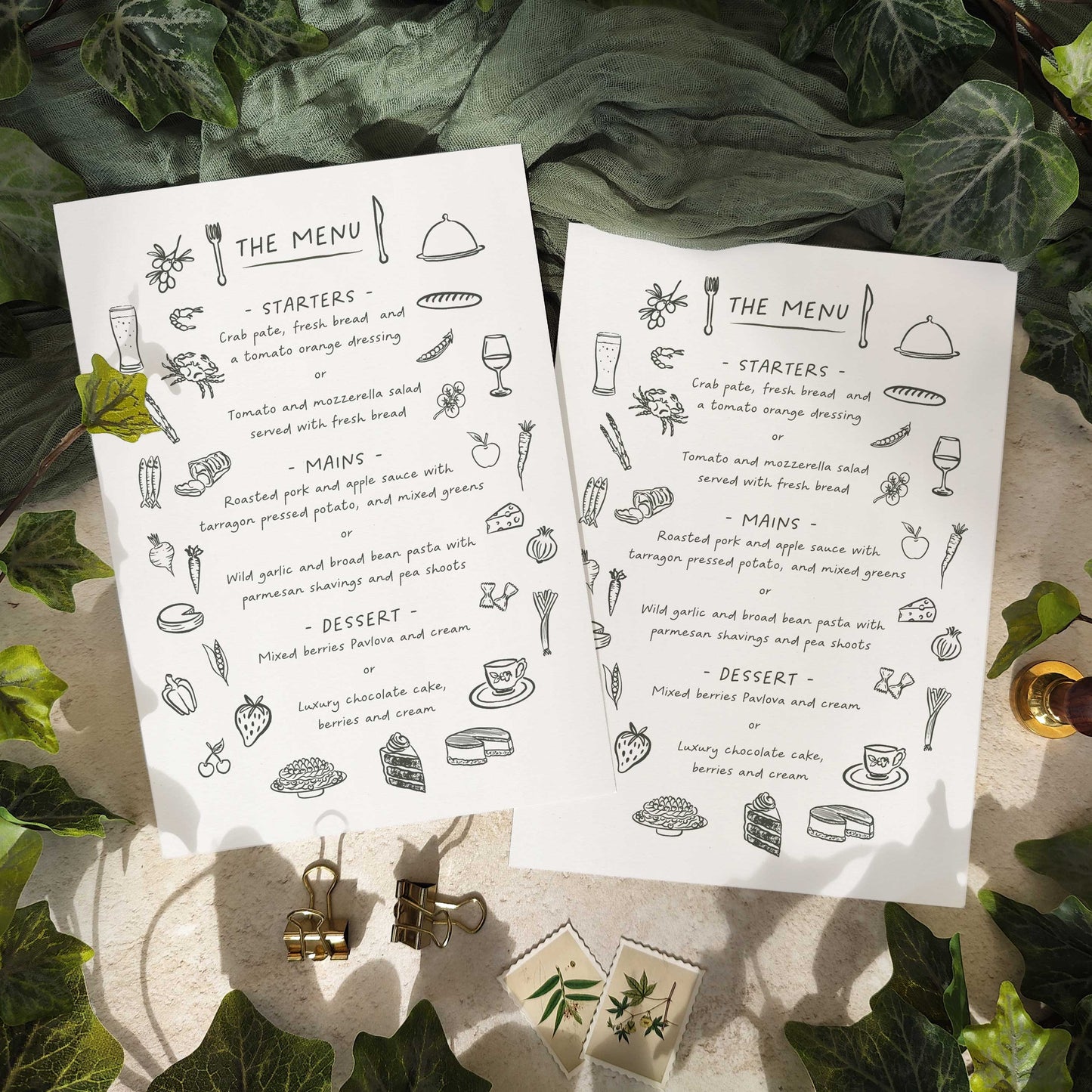 Wedding Doodles Menu Cards